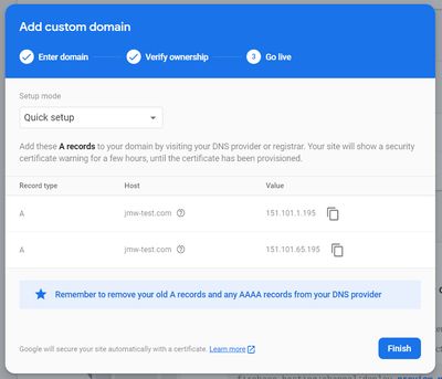 Firebase Hosting Dialog